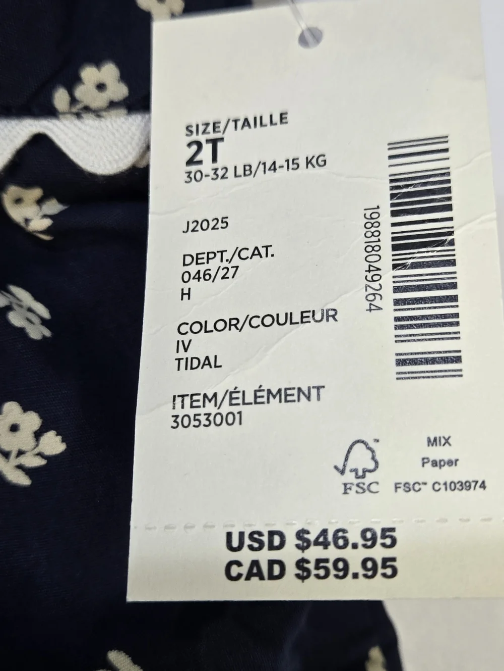 Kids 2T BUNDLE- PLACE Denim Jacet & GYMBOREE Navy Floral Sundress W/Undies NWT
